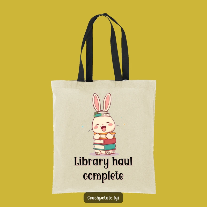 Funny Rabbit Library Tote Bag - Carry Books with Hilarious Flair