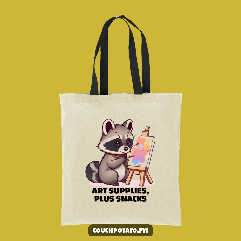 Funny Raccoon Artist Tote Bag - Carry Your Supplies with Hilarious Style