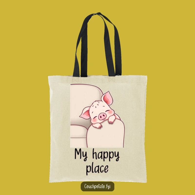Funny Cheerful Piglet Couch Tote Bag - Carry Your Comfort