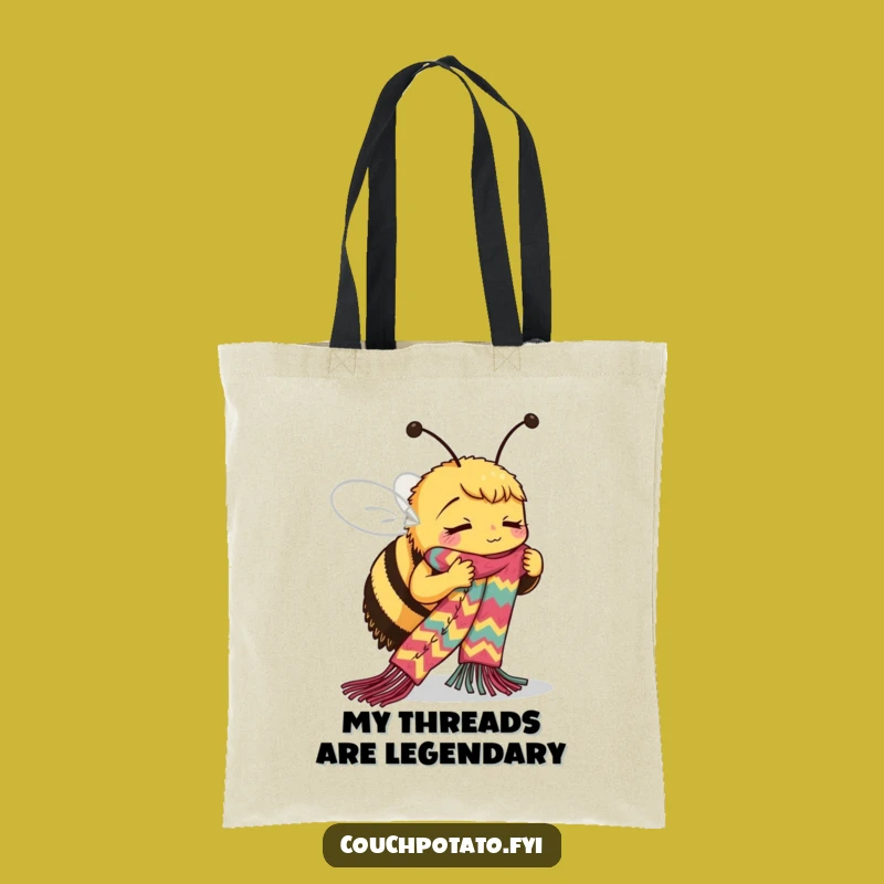 Funny Bee Tote Bag: Busy Knitter with Scarf, Stylish & Hilarious Gift