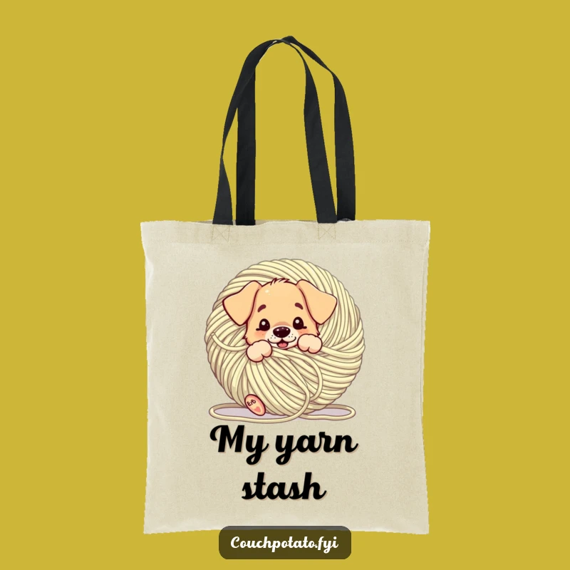 Funny Puppy Yarn Adventure Tote Bag: A Hilarious Carry-All Gift