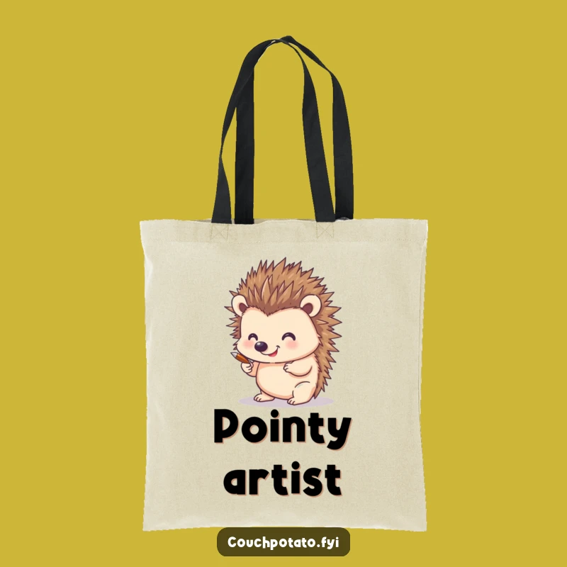 Funny Hedgehog Artist Tote Bag: Chic Accessory for Art Lovers and Animal Fans